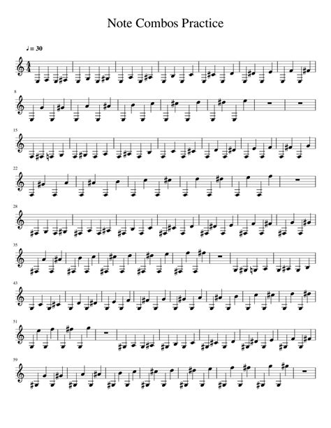 Bb Clarinet Note Combos Practice Sheet Music For Clarinet In B Flat