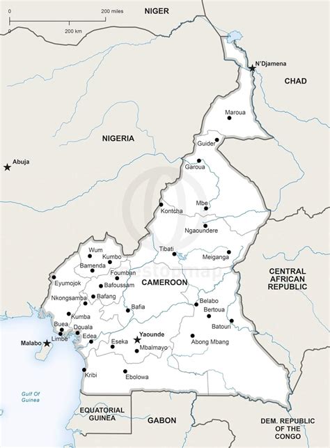 Vector Map Of Cameroon Political One Stop Map