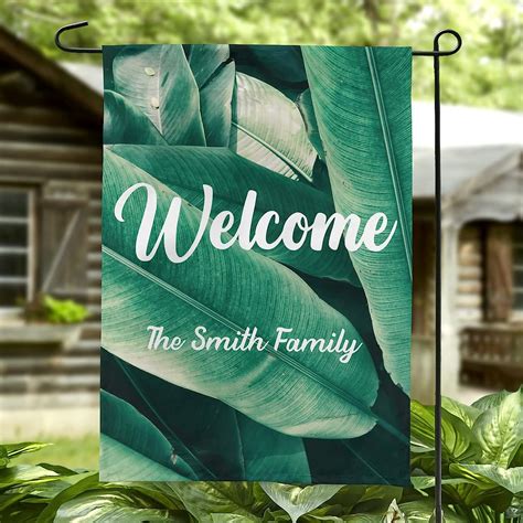 Tropical Leaves Vintage Personalized Spring Garden Flags