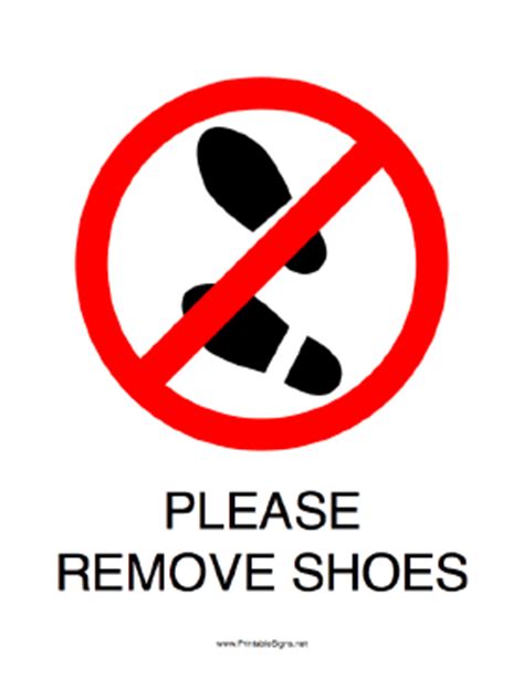 Ini juga adalah tanda anda menghormati mereka. Printable Please Remove Shoes Sign