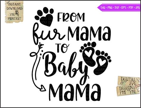 From Fur Mama To Baby Mama Svg Eps Png Pdf Cut File Mom Life Etsy