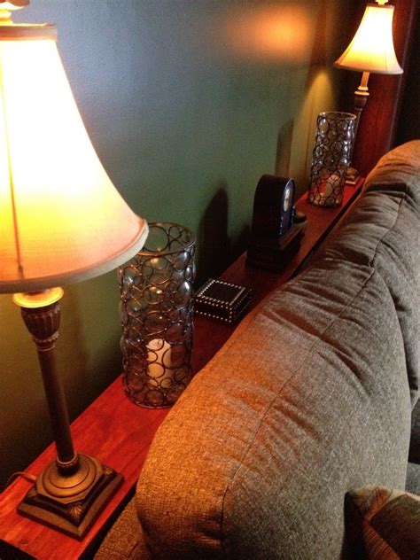 Tom came up with the idea to add an outlet to the table top, one on each side. It's A Matter Of Taste: DIY Sofa Table