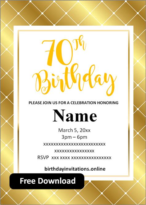 Free Printable 70th Birthday Invitations Templates Birthday Invitations