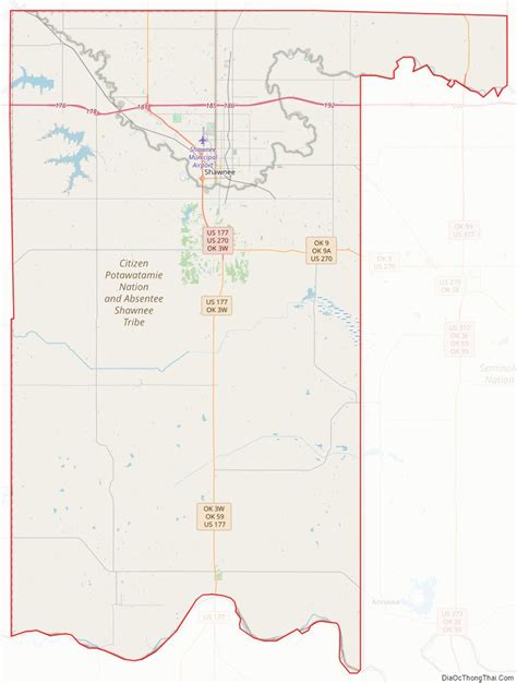 Map Of Pottawatomie County Oklahoma