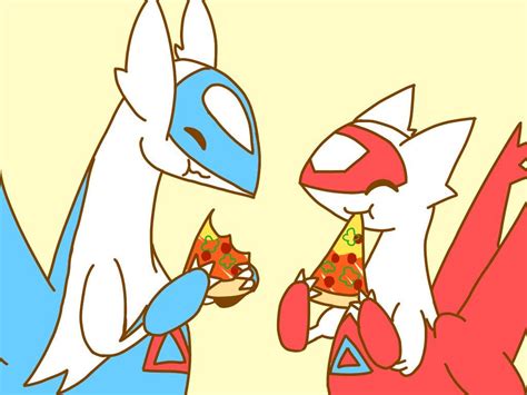 The Eon Duo Latios And Latias Eating Pizza Together Art By Latehima From Twitter Source
