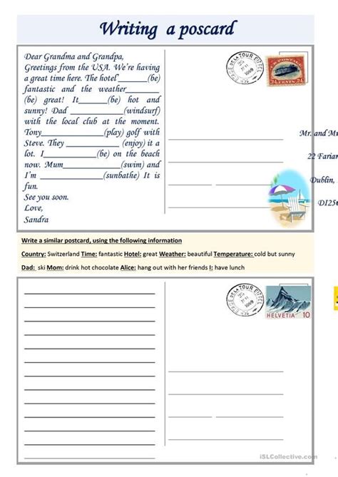 Writing A Postcard Worksheet Free Esl Printable Worksheets Made By