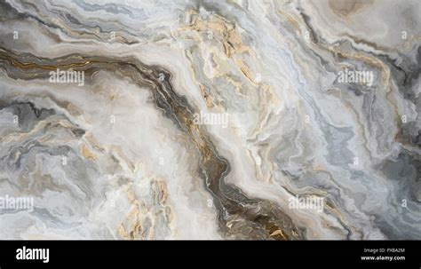 White Marble Pattern With Curly Grey And Gold Veins Abstract Texture