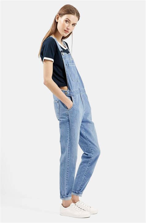 Topshop Moto Straight Leg Overalls Mid Denim Nordstrom