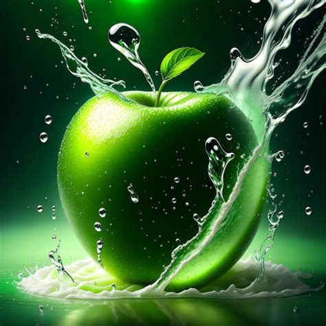 Premium Ai Image Water Splashing Green Apple Background
