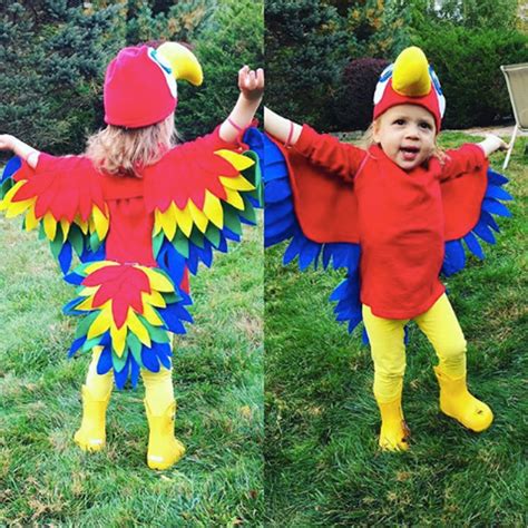I started out by sewing the parrot costume using fluffy red fabric for body, wings and head. DIY parrot costume | Parrot costume, Baby parrot costume, Diy pirate costume for kids