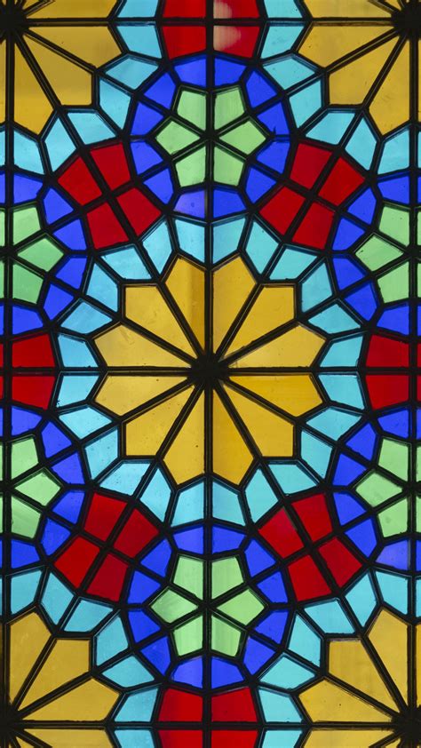 Download Wallpaper 1440x2560 Stained Glass Glass Pattern Colorful