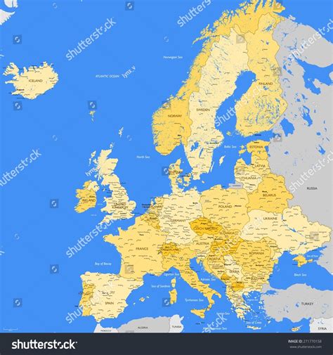 Europe Map Cities Stock Vector Royalty Free 271770158 Shutterstock
