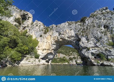 Pont D Arc Stone Arch Over Ardeche River Auvergne Rhone Alpes France