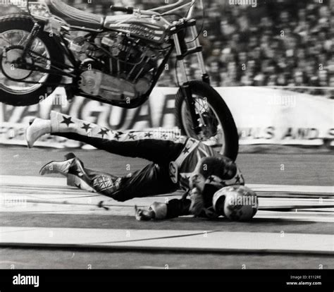 Daredevil Evel Knievel Crashes After Bus Jump Stock Photo Royalty Free