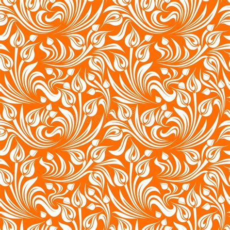 Seamless White And Orange Floral Pattern Vector Illustration Stock