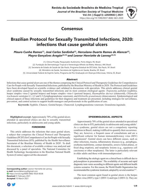Pdf Brazilian Protocol For Sexually Transmitted Infections 2020 Infections That Cause