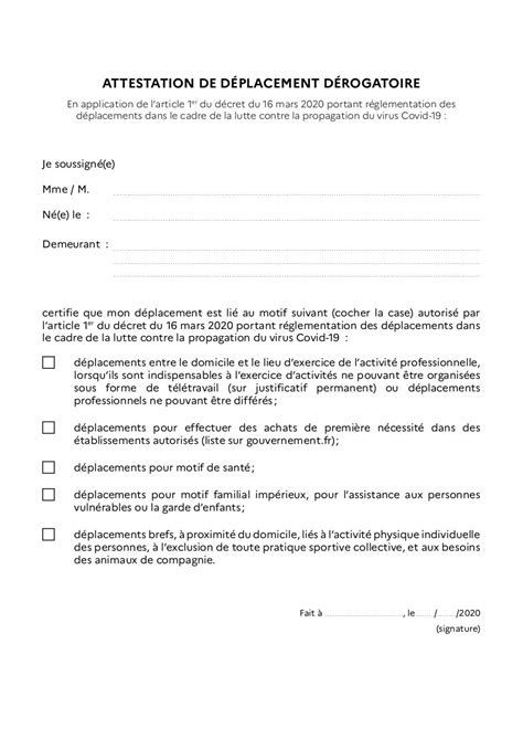 Publié le 30 octobre 2020. Attestation de deplacement derogatoire - Fichier PDF