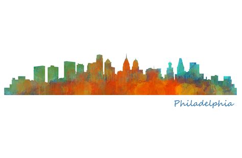 Philadelphia Cityscape Skyline ~ Illustrations ~ Creative Market