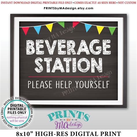 Beverage Station Sign Please Help Yourself To A Drink Printable 8x10