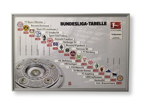 Punkte, siege, niederlagen, unentschieden, tore und gegentore. Hermes verlost die Bundesliga-Tabelle als Magnettafel ...