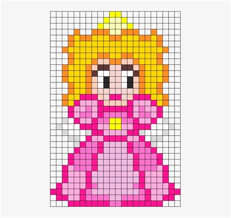 Princess Peach Perler Bead Pattern Bead Sprite Pixel Art Mario Princess Transparent Png X