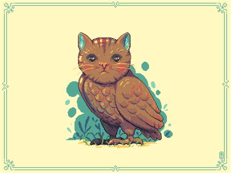 Lovely Child Of 🐈 And 🦉 Pixel Art By Pako On Dribbble