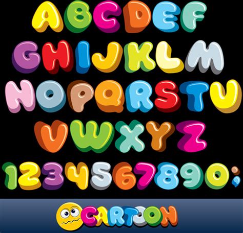 Cartoon Alphabet With Numbers Colored Vector Vectors Graphic Art