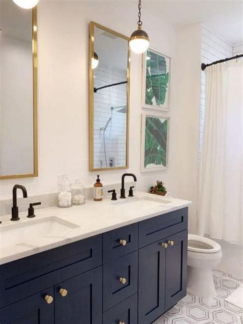 Navy Blue Bathroom In 2021 Navy Blue Bathrooms Blue Bathroom Vanity