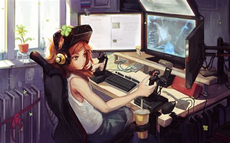 Anime Girl Gamer Fondos De Pantalla Gratis Para Widescreen Escritorio