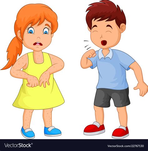 Cartoon Little Boy Coughing Royalty Free Vector Image