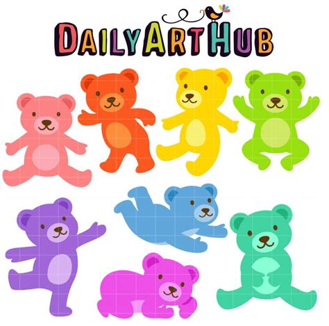 Rainbow Bears Clip Art Set Daily Art Hub Graphics Alphabets And Svg