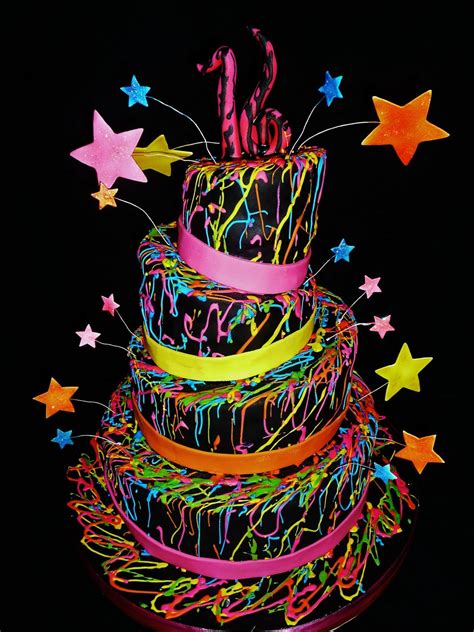 Glow In The Dark Cake Awesomeness Glow Birthday Party Sweet Sixteen