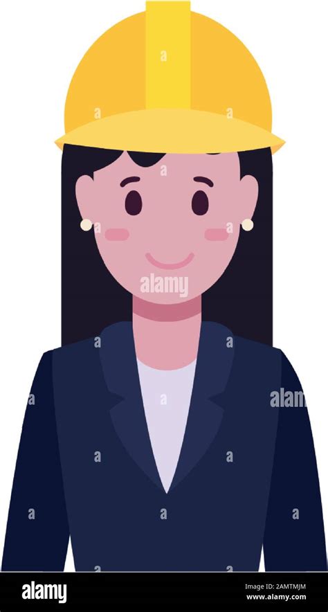 Builder Avatar Woman With Yellow Helmet Design Of Construction Working