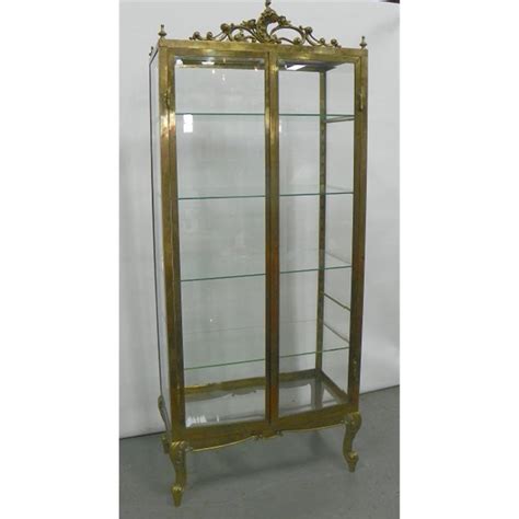 Mid Century Brass And Glass Curio Display Cabinet