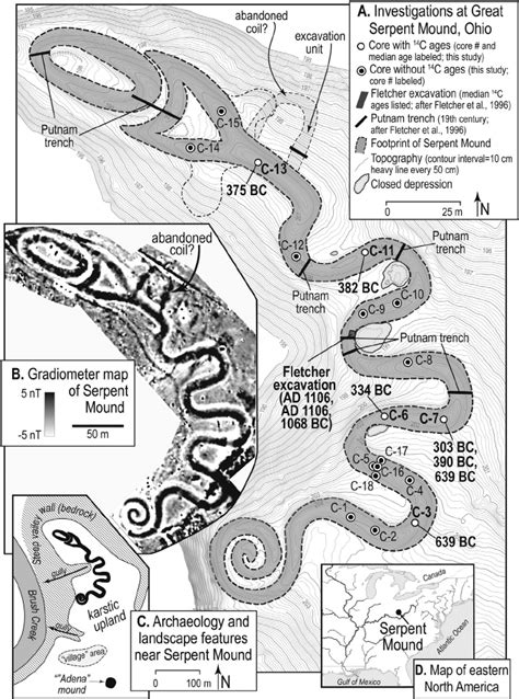 Maps Of The Great Serpent Mound Ohio A Base Map Showing