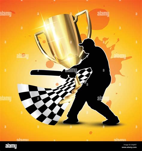 Cricket Background With Trophy And Batsman Hitting Ball Stock Vector