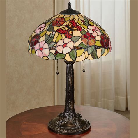 Spring Blossoms Butterfly Floral Stained Glass Table Lamp