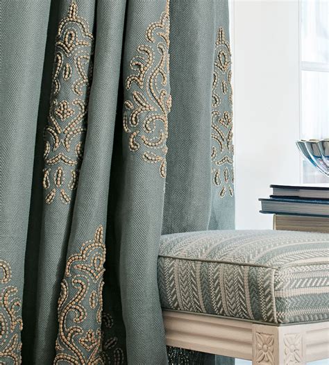 Beaded Damask Fabric By Travers Curtain Designs For Bedroom Luxury