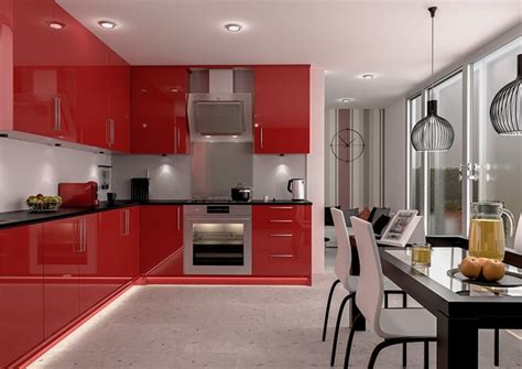 Grand Gourmet Red Themed Kitchen With Polished Concrete Floors Eco