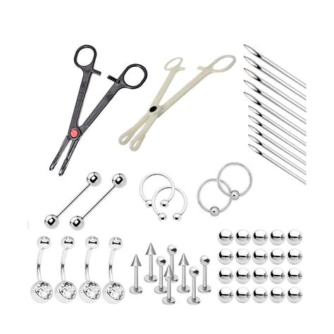 Complete Body Piercing Kit 50 Piece Assorted Jewelry Needles And Tools Fruugo Se