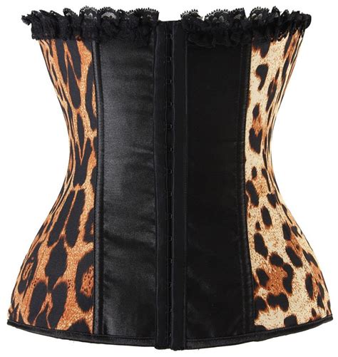 Womens Strapless Leopard Print Ruffle Trimmed Temptation Overbust Corset N4865