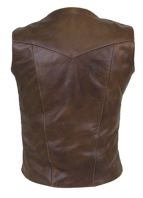 Womens 10 Pocket Brown Buffalo Hide Concealed Carry Leather Vest Wls1