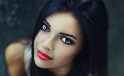 1920x1080px 1080p Free Download Red Lips Black Hair Red Female