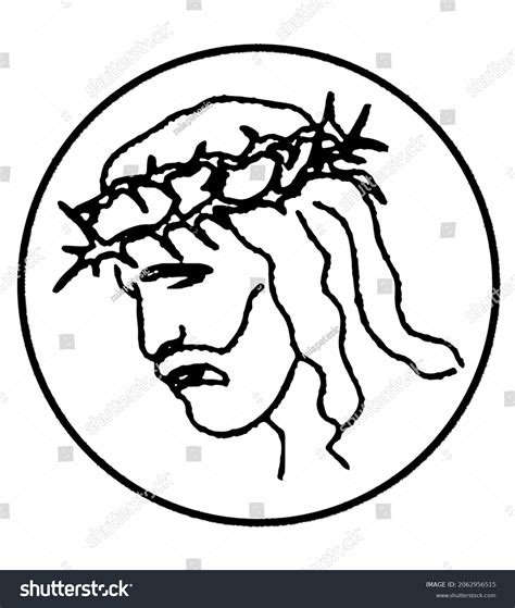 Line Illustration Jesus Crown Thorns Stock Vector Royalty Free 2062956515
