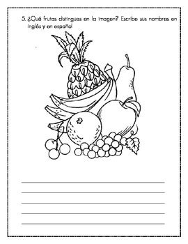 Las frutas (fruits) spanish worksheet by Fragile Cloud | TpT