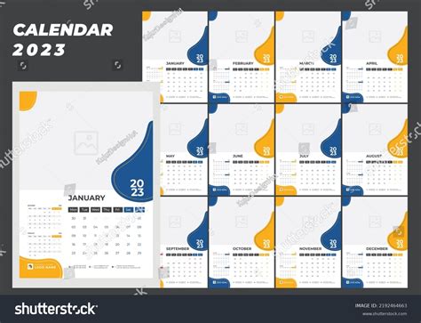 Wall Calendar 2023 Design Calendar 2023 Royalty Free Stock Vector