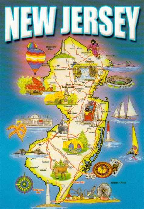 Detailed Tourist Map Of New Jersey State New Jersey State USA