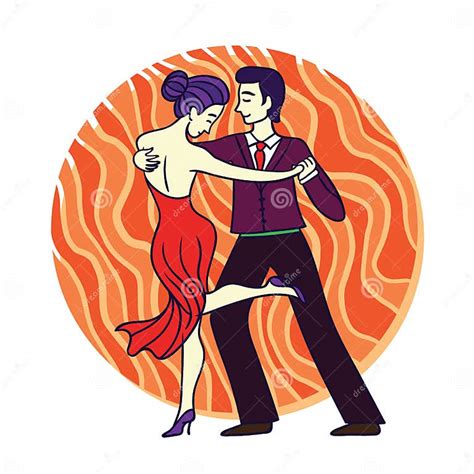 Couple Dancing Tango Hand Drawn Doodle Illustration Stock Vector