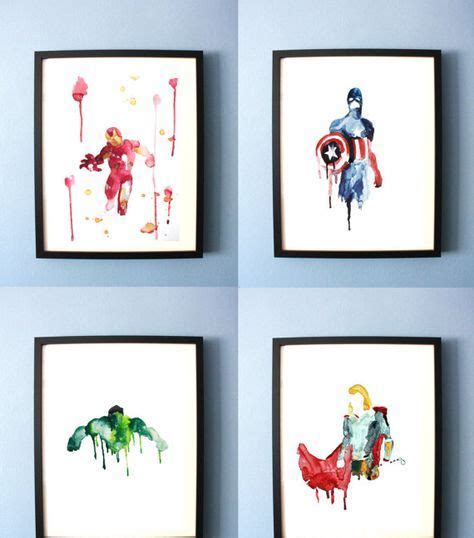 Avengers Art Print Abstract Watercolor Avengers Painting Superhero
