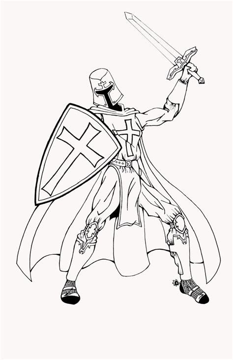 Templar Knight 01 unColored by Gspidey29 on DeviantArt